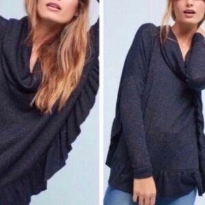 Anthropologie Postmark Orley Metallic Cowl Neck Sweater